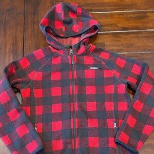 L.L. Bean Red and Black Buffalo Plaid Kids Zip-Up Hoodie
